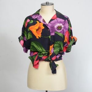 The 100% Silk Vintage Alfred Sung Tropical Top